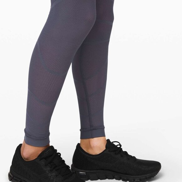 Lululemon Sheer Will Leggings Mesh Sheer Thigh Panels Pulse Stone Blue - Picture 11 of 15